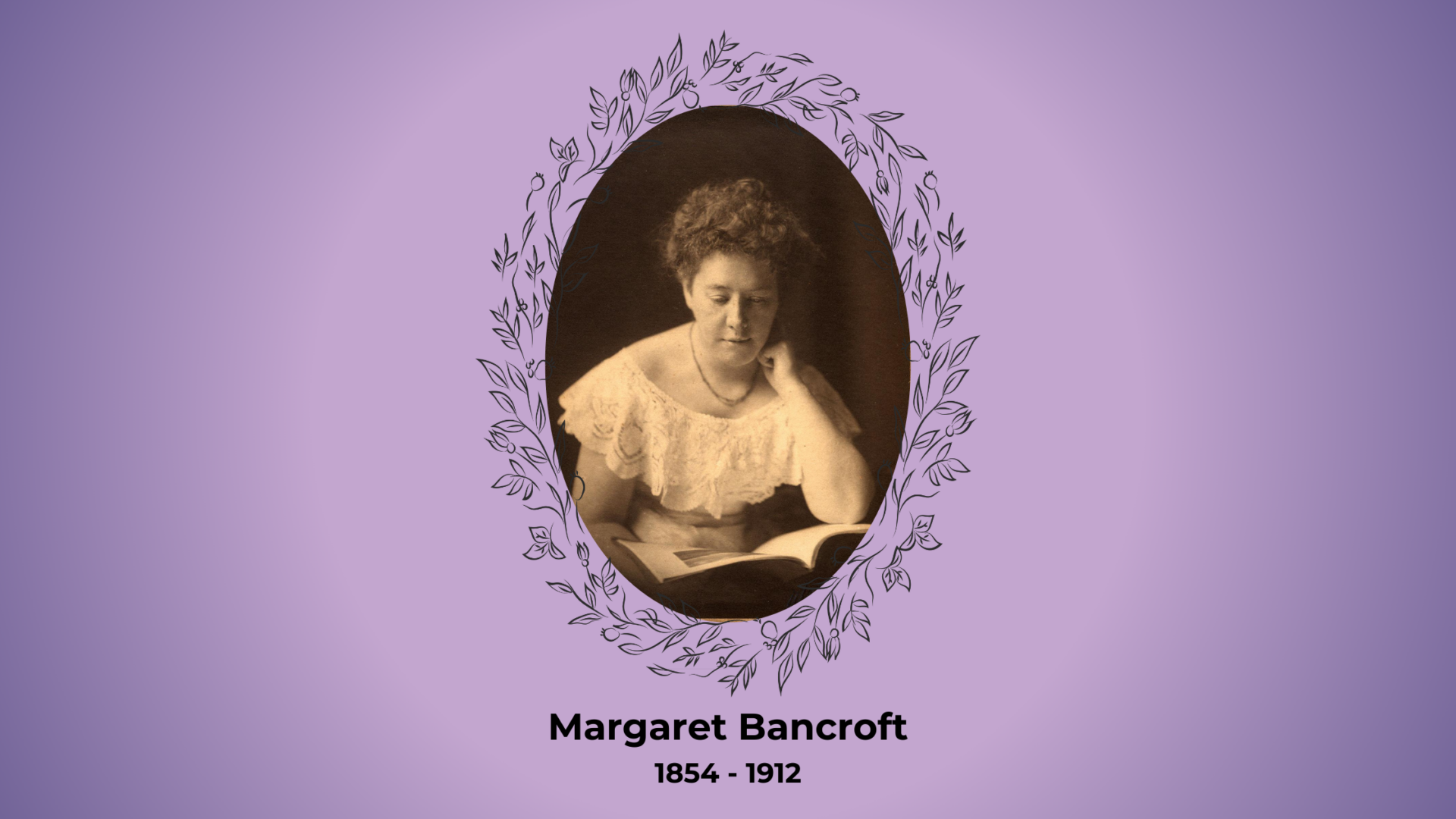 Old photo of Margaret Bancroft in a frame